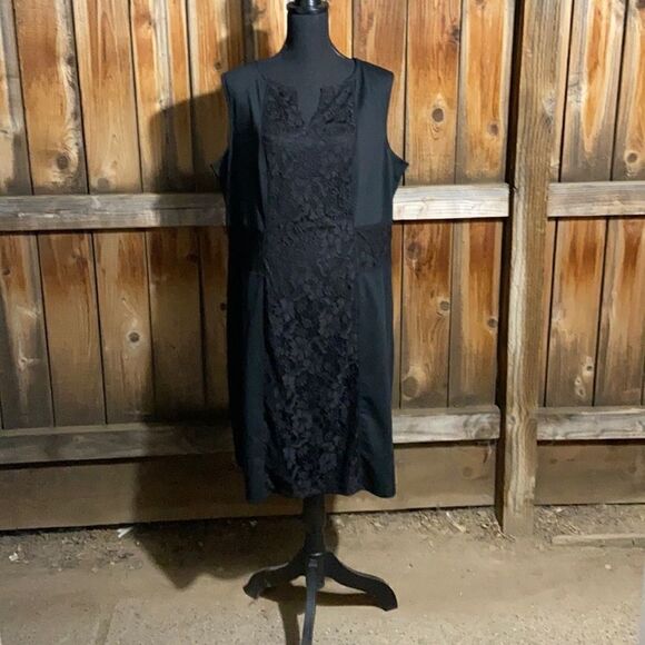 Covington Woman dress sheath lace black sleeveless plus 2X NWT FIRM on PRICE - Picture 1 of 4